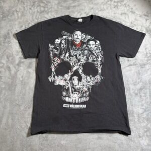 The Walking Dead AMC Skull Collage Shirt Mens Medium Black Graphic Tee Delta